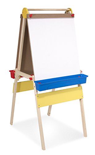 Melissa & Doug Deluxe Standing Art Easel -3 - 7 years, Dry-Erase Board,  Chalkboard, Paper Roller