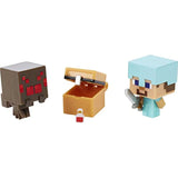 Bundle of 2 |Minecraft Mob Head Minis Action Figures (Villager Guarding Iron Golem & Spider Slaying Steve) Packs & Accessories