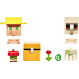 Bundle of 2 |Minecraft Mob Head Minis Action Figures (Villager Guarding Iron Golem & Spider Slaying Steve) Packs & Accessories