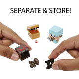 Bundle of 2 |Minecraft Mob Head Minis Action Figures (Villager Guarding Iron Golem & Spider Slaying Steve) Packs & Accessories