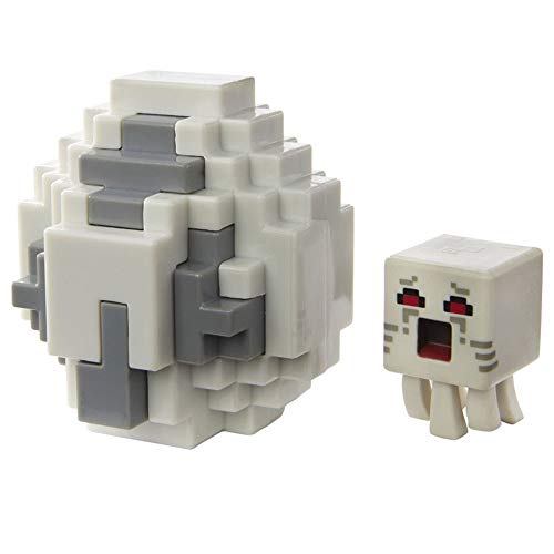 Bundle of 2 - Minecraft Spawn Egg Mini Figure |Blk/Red Cave Spider + Gray Ghast