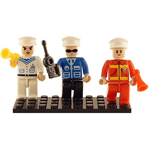 Bundle of 2 |Brictek Mini-Figurines (3 pcs Navy/Police/Fireman & 3 pcs Castle Sets)