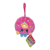 Bundle of 5 |Shopkins Clip On Plush - Apple Blossom, Kooky Cookie, De'lish Donut, Melonie Pips & Strawberry Kiss