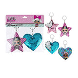 Bundle of 2 |L.O.L. Surprise! Party Favors - (Bendable Rubber Keychains & Sequin Keychains)