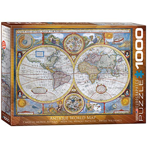 Bundle of 2 |EuroGraphics New and Accurate Map of The World Puzzle (1000-Piece) + Smart Puzzle Glue Sheets