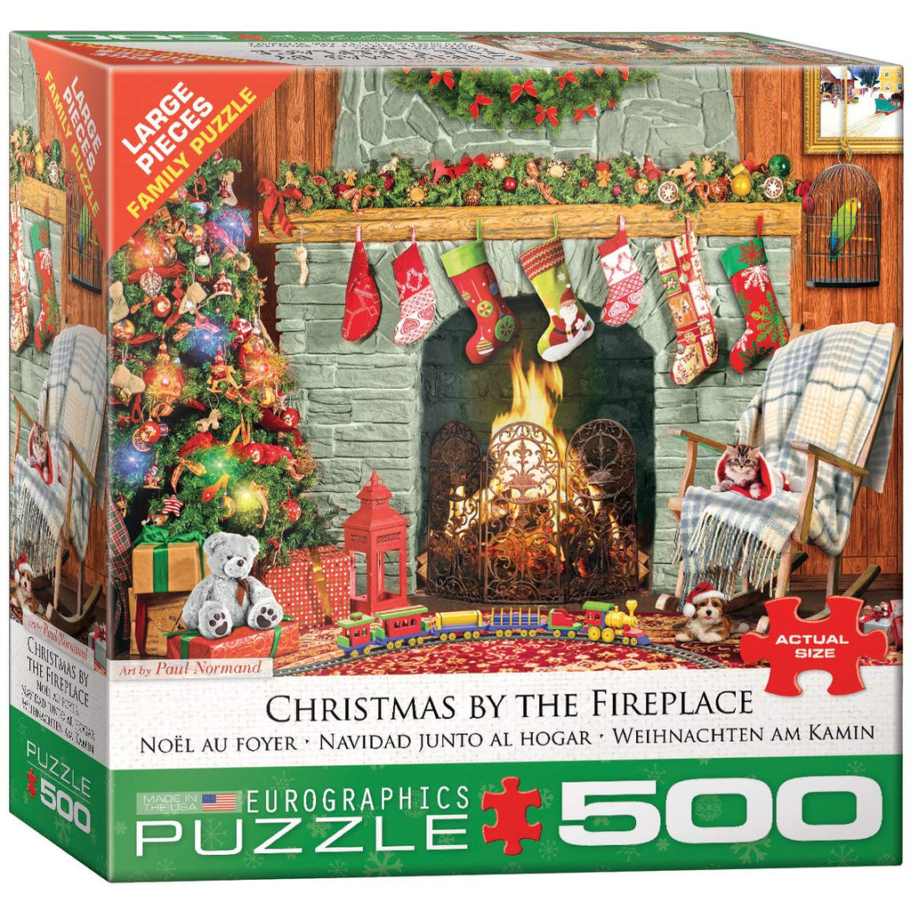 EuroGraphics Christmas by The Fireplace 500-Piece Puzzle