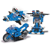 Brictek Building Construction Sets 3-in-1 Police Racing Motorcycle + Free 2pcs Police Figurine Set