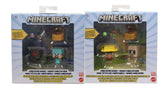 Bundle of 2 |Minecraft Mob Head Minis Action Figures (Villager Guarding Iron Golem & Spider Slaying Steve) Packs & Accessories