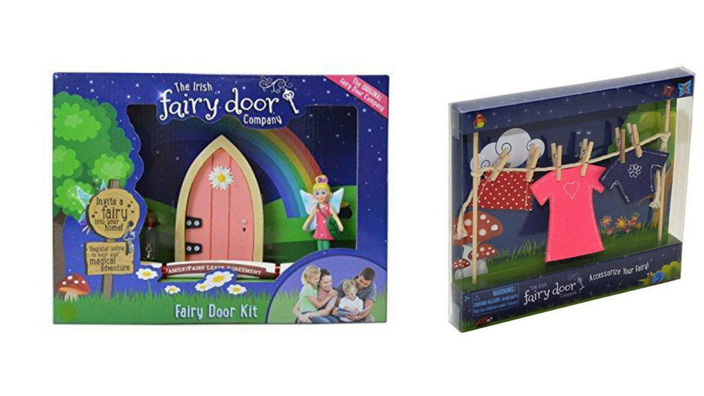 Bundles of 2 |Magical Irish Fairy Welcome Kit Pink Door & Female Clothes |by The Irish Fairy Door Company