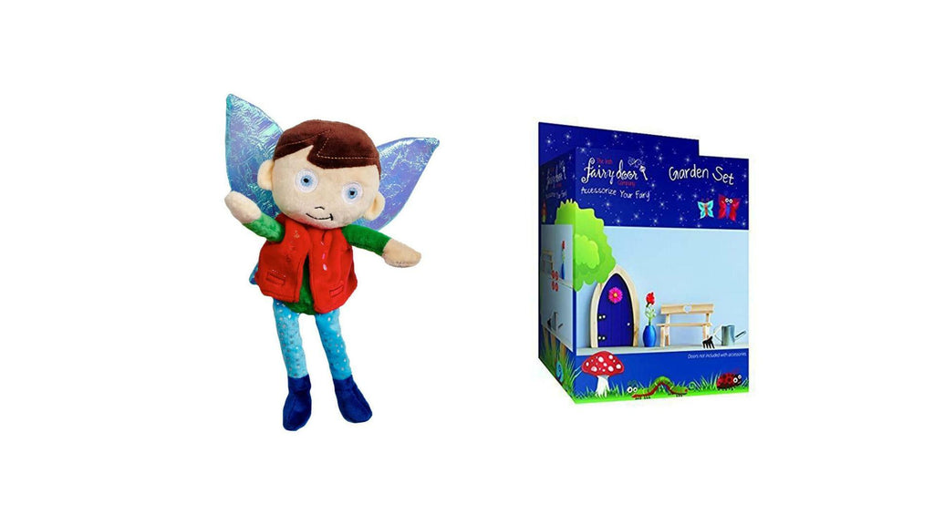 Bundles of 2 |Magical Irish Fairy Plush Soft Toy Teddy Jo & 4-Piece Garden Accessory Set |by The Irish Fairy Door Company