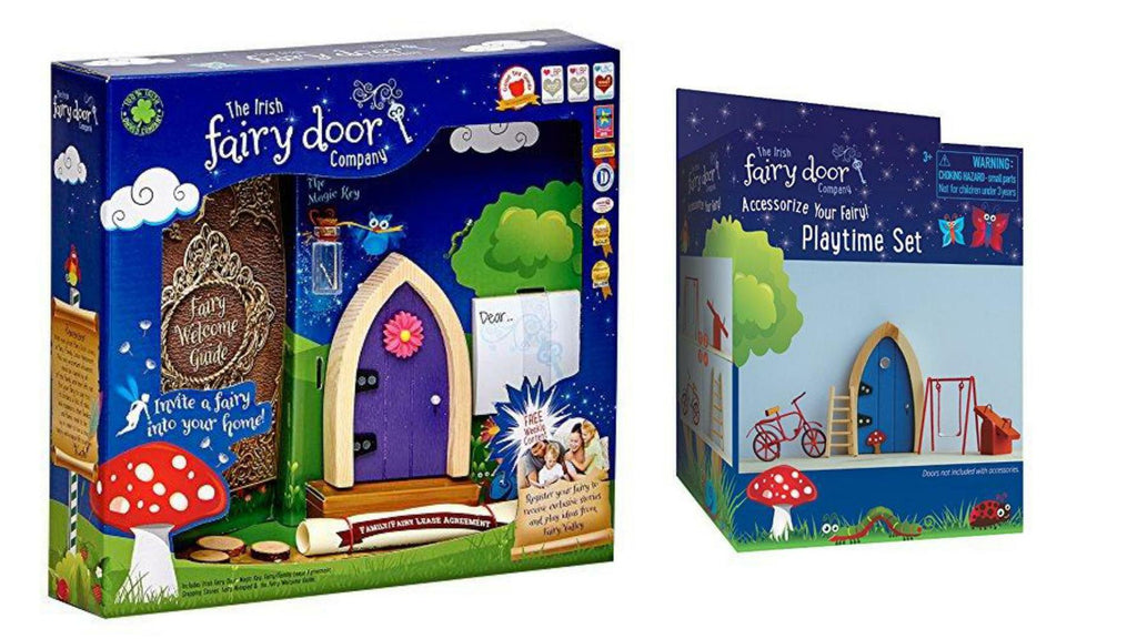 Bundles of 2 |Magical Irish Fairy Purple Arch Door & 4-Piece Playtime Accessory Set |by The Irish Fairy Door Company