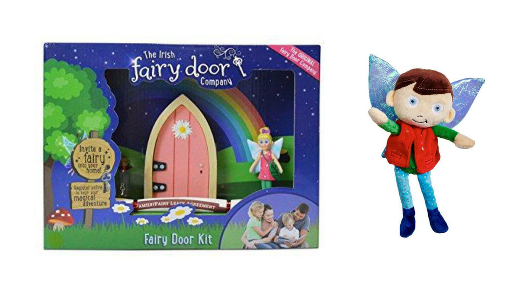 Bundles of 2 |Magical Irish Fairy Welcome Kit Pink Door & Plush Soft Toy Teddy Jo |by The Irish Fairy Door Company