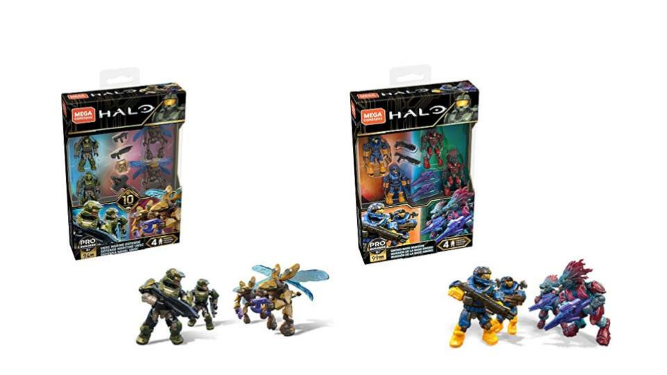 Bundle of 2 |Mega Construx Halo (Spartans Vs Skirmishers & UNSC Marine Defense) Construction Action Figure Sets