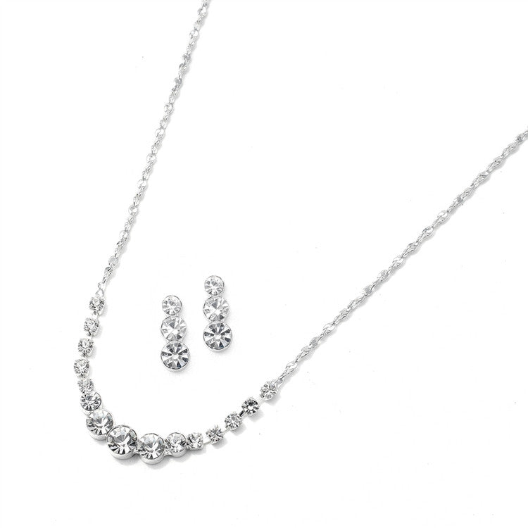 Dainty Crystal Rhinestone Bridesmaid or Prom Necklace Set