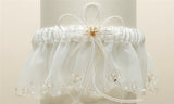 Organza Bridal Garters with Pearls and Chain Edging 1255G