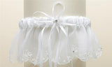 Organza Bridal Garters with Pearls and Chain Edging 1255G