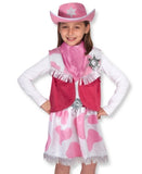 Melissa & Doug Cowgirl Role Play Costume Set (5pcs) - Skirt, Hat, Vest, Badge, Scarf, Adult Unisex, Size: Small, Gold/Pink/White