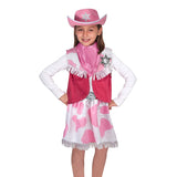 Melissa & Doug Cowgirl Role Play Costume Set (5pcs) - Skirt, Hat, Vest, Badge, Scarf, Adult Unisex, Size: Small, Gold/Pink/White