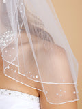 Scattered Pearl & Sequin 2-Layer Sheer Bridal or Flower Girl Veil 1548V