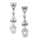 CZ Bridal Earrings with Faceted Crystal Drops 183E-CR