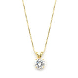 New! Delicate 14K Gold CZ Round-Cut Necklace with Double Loop Top 2002N-G