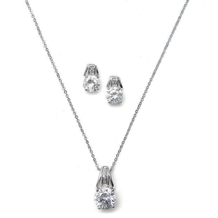 CZ Art Deco Bridal Necklace Set 2039S