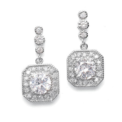 CZ Art Deco Tailored Wedding Earrings 2061E