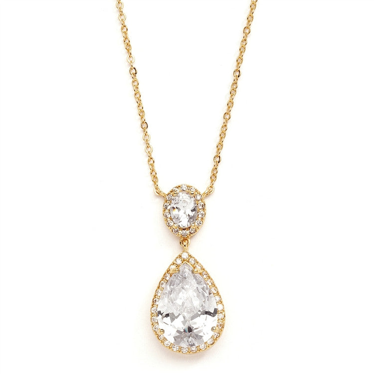 Couture Cubic Zirconia Pear-Shaped Bridal Necklace 2074N