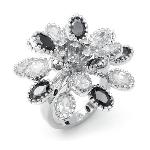 Jet CZ Blossom Ring 2091R