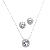 CZ Solitaire Wedding Necklace and Earring Set 291S-CR