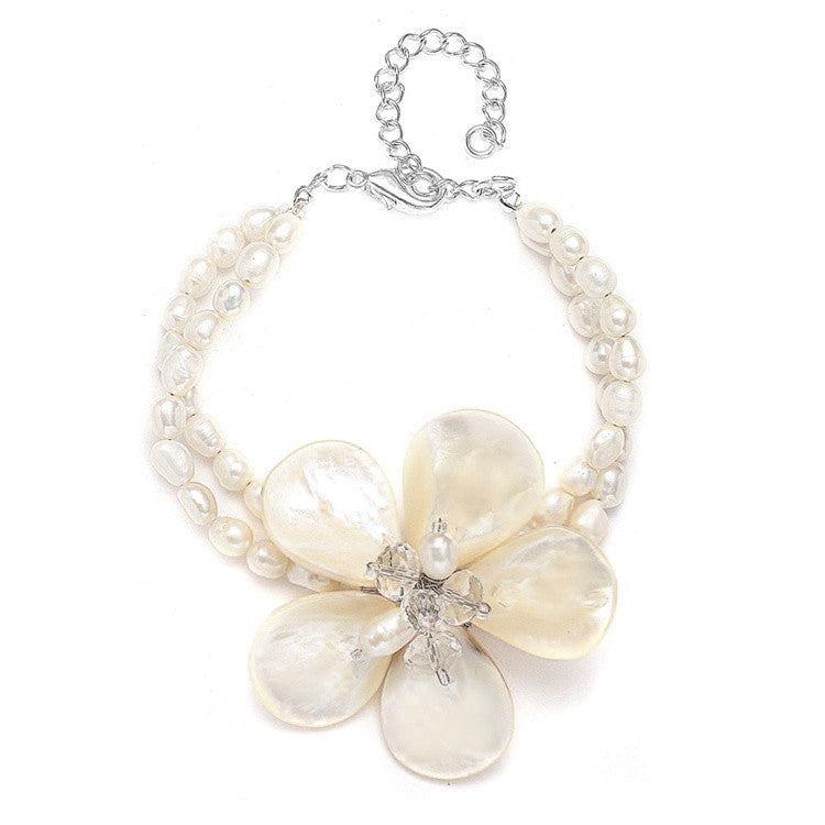 Exotic Freshwater Pearl Bridal Bracelet with Flower 3134B