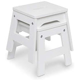 Melissa & Doug Wooden Stools - Set of 2 Stackable, 11-Inch-Tall - White