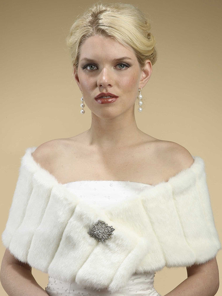 Pelted Faux Fur Wrap - Ivory 3356W-I