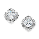 Lavish Cushion Cut Cubic Zirconia Wedding Earrings 3510E