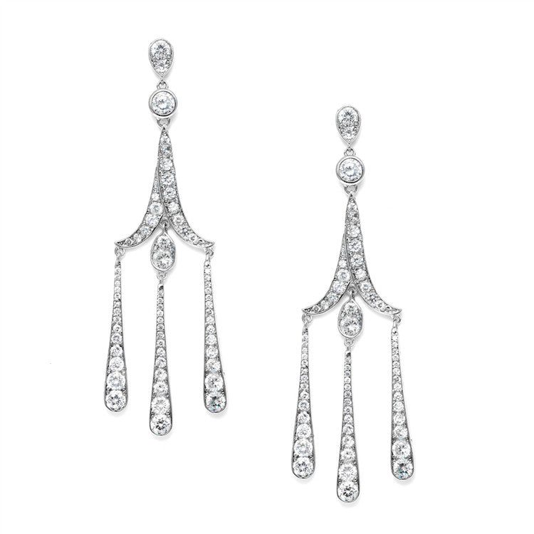 Sleek Cubic Zirconia Chandelier Wedding Earrings 3512E