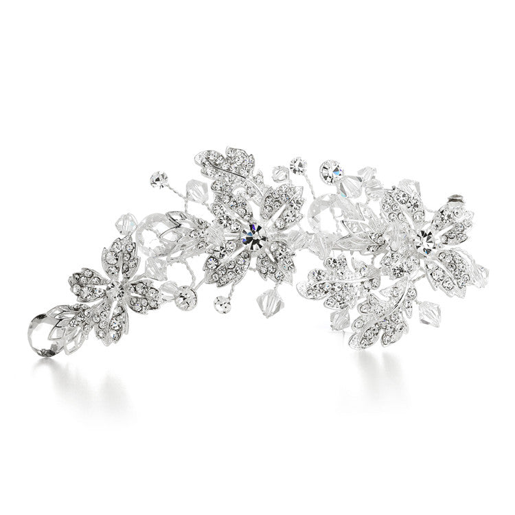 Crystal Spray Bridal Hair Clip with Faceted Teardrops 3576HC