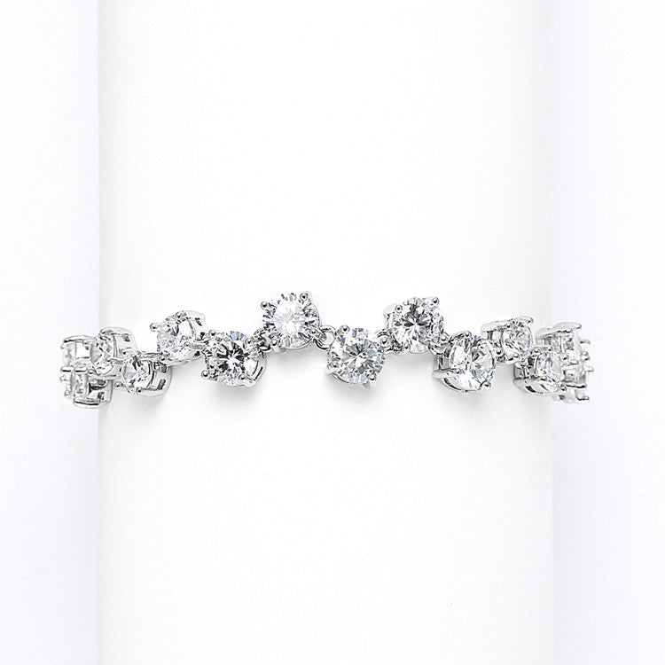 Cubic Zirconia Tennis Wedding Bracelet with Zig Zag Pattern 3595B