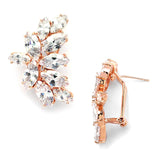 Shimmering Cubic Zirconia Marquis Cluster Rose Gold Earrings 3598E-RG