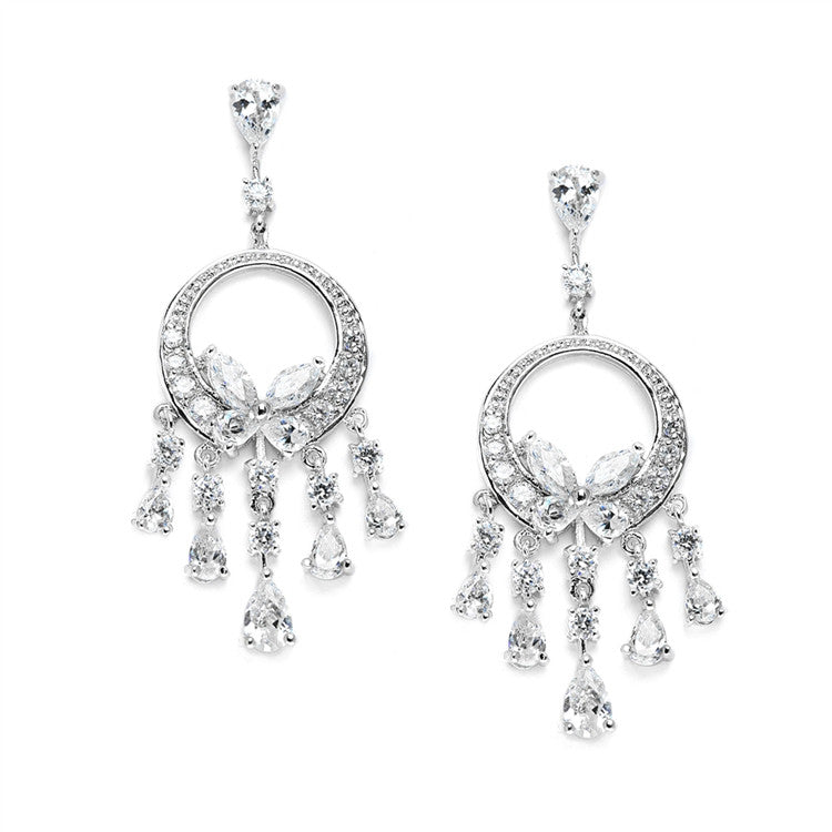 Dainty Cubic Zirconia Chandelier Earrings 3635E