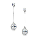 Cubic Zirconia Oval Dangle Bridal, Prom or Bridesmaids Earrings 3636E