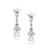 Freshwater Pearl & Cubic Zirconia Tulip Wedding Earrings 3638E