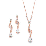 Mariell New! Dainty Necklace & Earrings Set With Cz Teardrops 3668s-rg