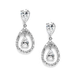 Cubic Zirconia Caged Teardrop Wedding Earrings 3687E