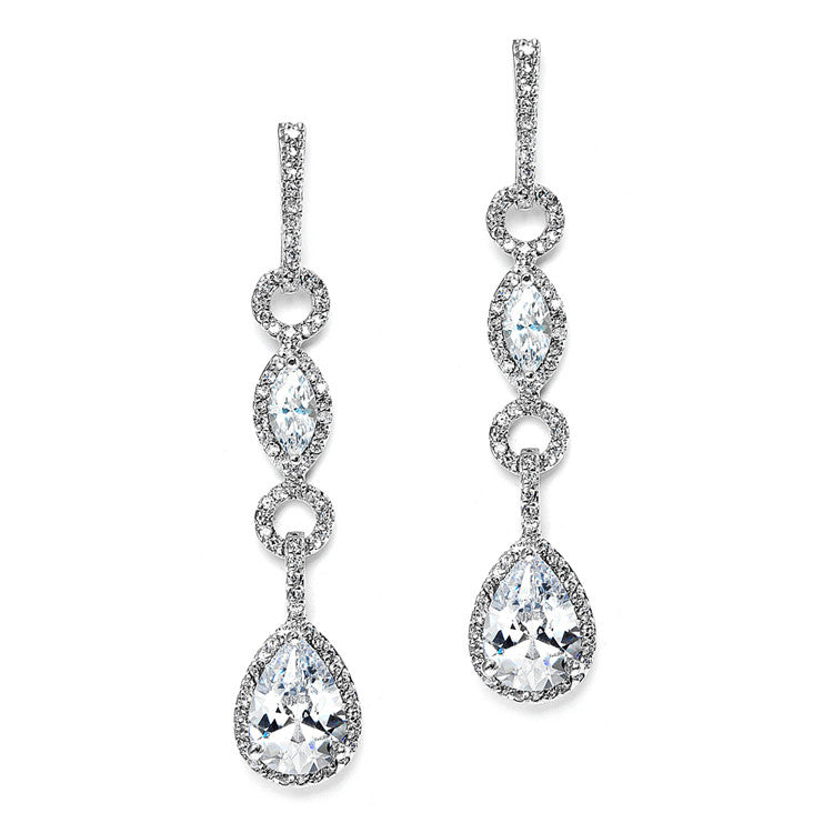 Glamorous Linear Pave Cubic Zirconia Wedding Earrings 3694E