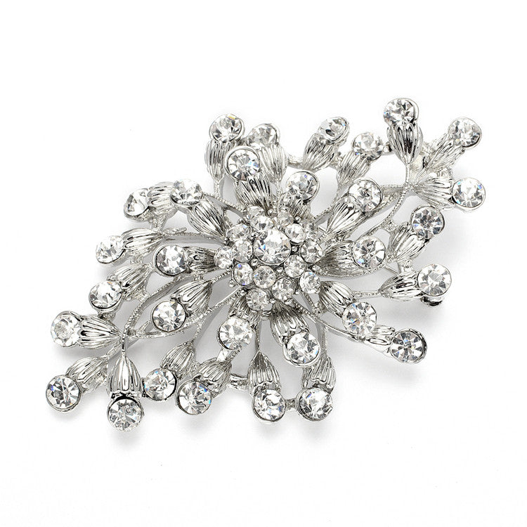 Budding Crystal Blossoms Wedding Pin 3718P