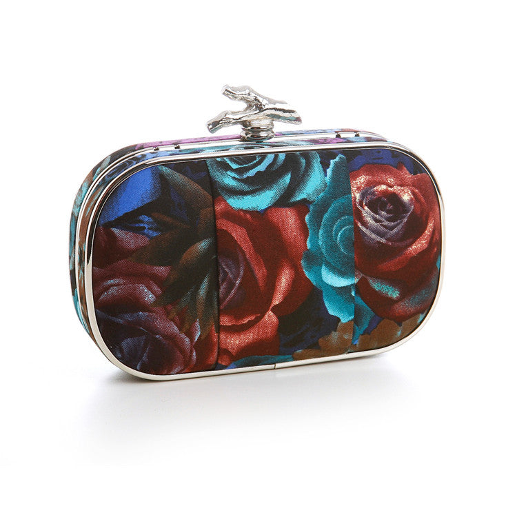 Floral Print Minaudiere Evening Bag 3739EB