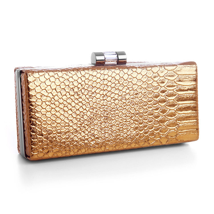 Faux Croc Skin Coppery Bronze Minaudiere with Gun Metal Frame 3743EB-BZ