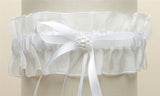 Organza Wedding Garter with Satin Ribbon & Pearls