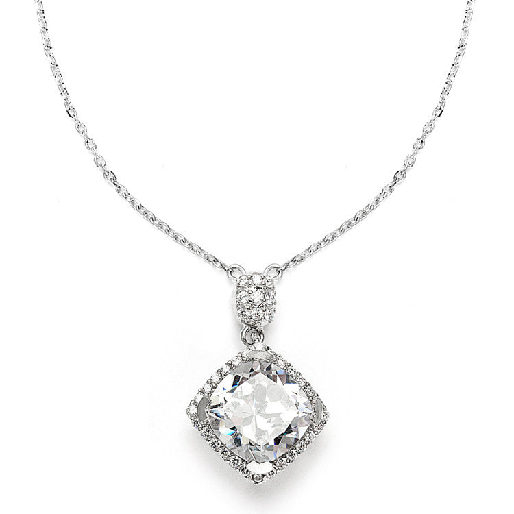 Popular Micro Pave CZ Cushion Cut Wedding Necklace 3780N