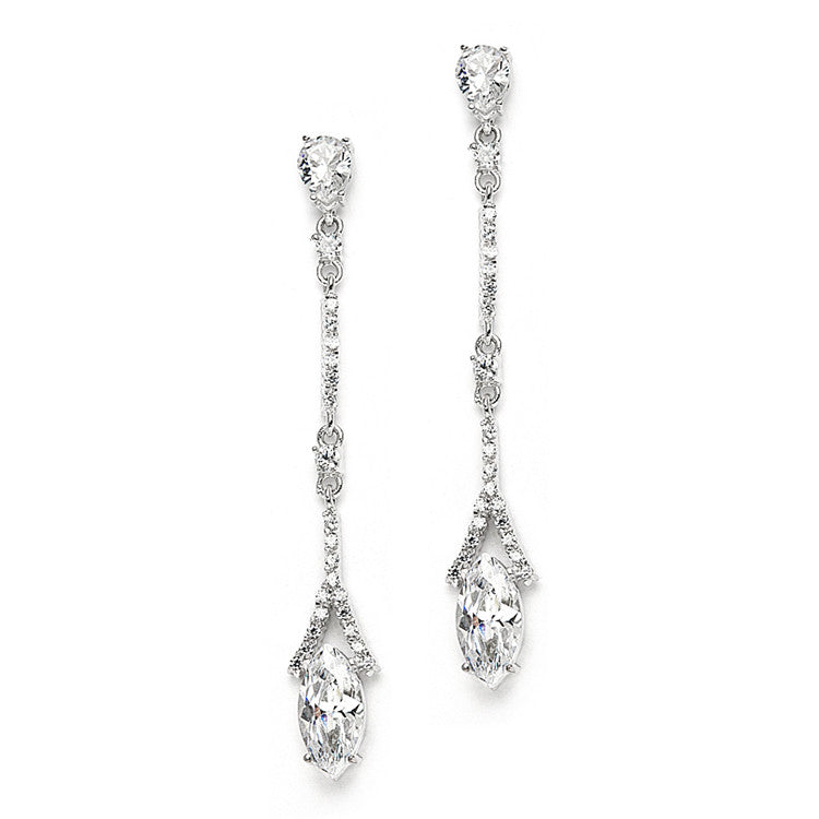 Delicate Cubic Zirconium Linear Wedding or Bridesmaids Earrings 3787E